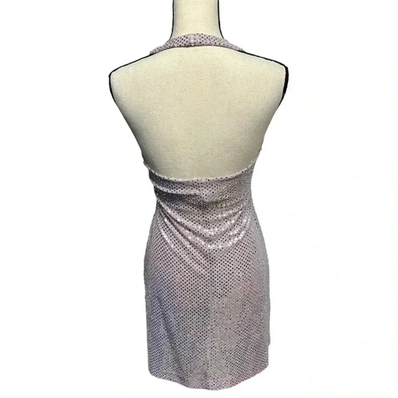Vintage Joule Silver Foil Mini Halter Dress - Picture 5 of 10